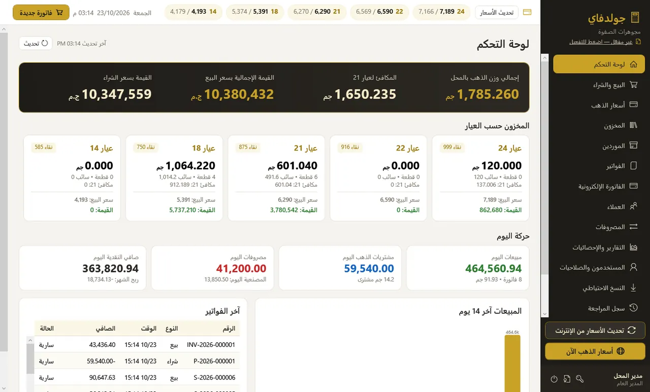لوحة التحكم — جولدفاي
