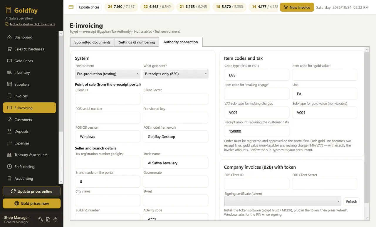 E-invoicing: connection — Goldfay