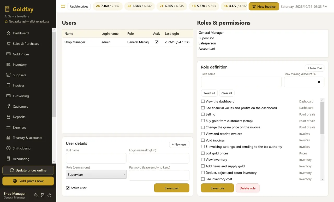 Users & permissions — Goldfay
