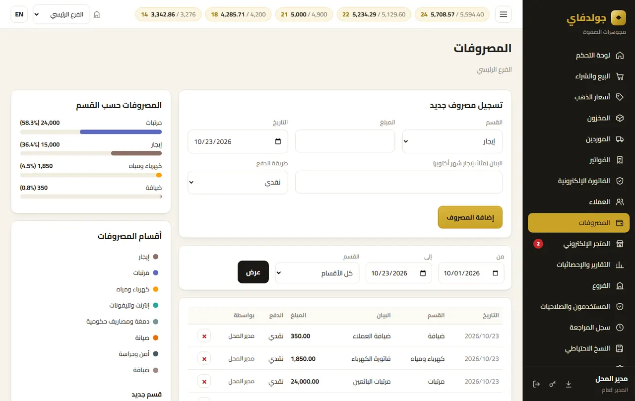المصروفات — جولدفاي