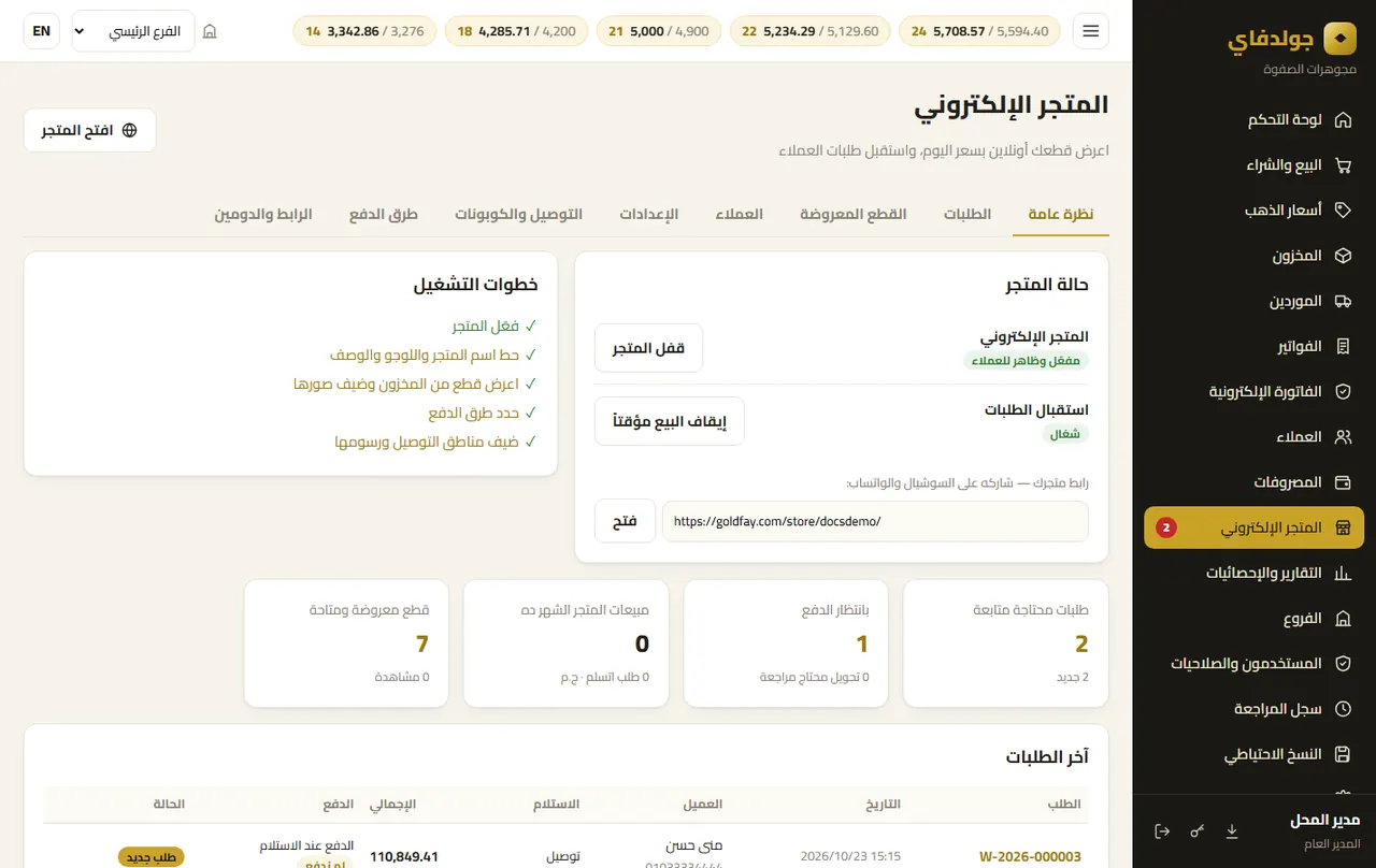 المتجر الإلكتروني: نظرة عامة — جولدفاي